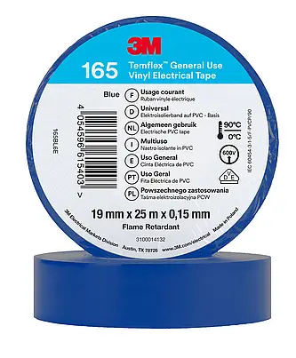 3M Temflex Vinyl-Isolierband 165, Blau, 19 mm x 25 m