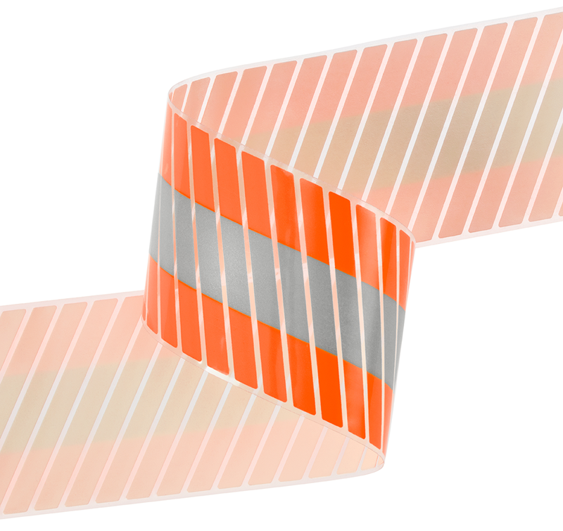 3M Scotchlite Reflective Material 5686 NFPA, Orange-Silber-Orange, 50,8mm x 100m