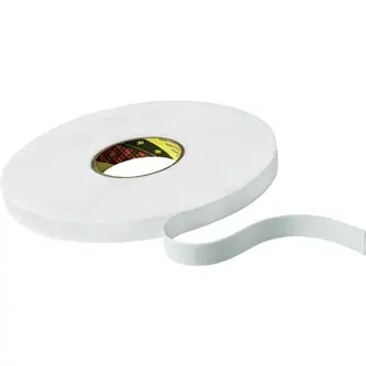 3M Doppelseitiges PE-Schaumstoff-Klebeband 9508W, Weiß, 12 mm x 66 m, 0.8 mm