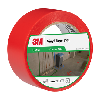 3M Allzweck-PVC-Klebeband 764, Rot, 50 mm x 33 m, 0.13 mm, Einzeln verpackt