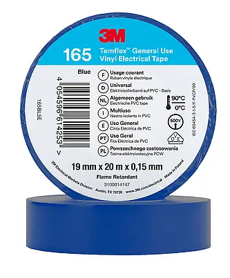 3M Temflex Vinyl-Isolierband 165, Blau, 19 mm x 20 m