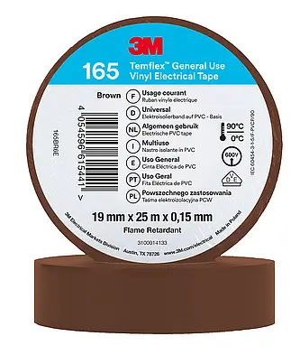 3M Temflex Vinyl-Isolierband 165, Baun, 19 mm x 25 m