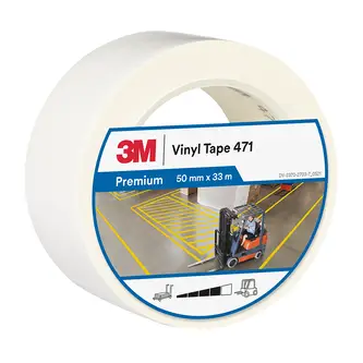 3M Weich-PVC-Klebeband 471, Weiß, 50 mm x 33 m, 0.14 mm, Einzelverpackt