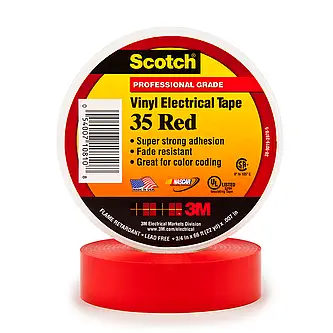 Scotch 35 Vinyl Elektro-Isolierband, Rot, 19 mm x 20 m, 018 mm