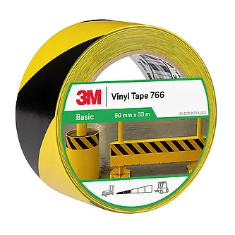 3M Gefahrenmarkierungsband 766i, Gelb/Schwarz, 50 mm x 33 m, einzelverpackt