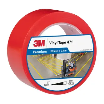 3M Weich-PVC-Klebeband 471, Rot, 50 mm x 33 m, 0.14 mm, Einzelverpackt